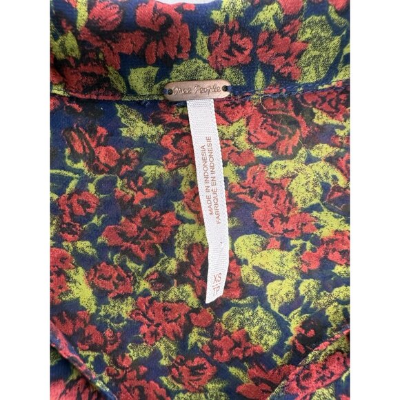 Free People Women's Floral Sheer Button Up Blouse Size XS - Picture 6 of 8
